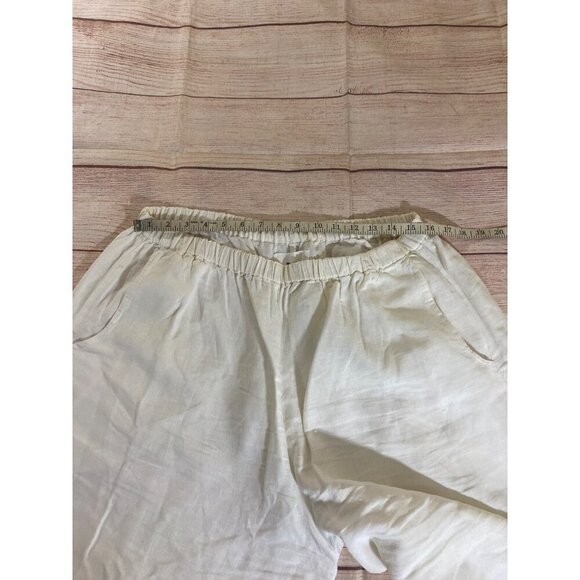 Flax By Jeanne Engelhart Women's White Linen Crop Pants - Large - Picture 9 of 13